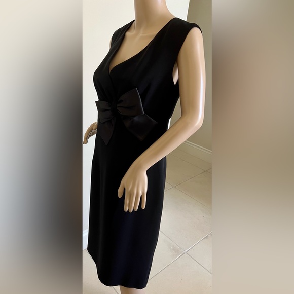 Maggy London Black Midi Dress with Satin Bow - Picture 6 of 9